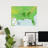 Trail of Tears Native American Relocation Map Poster (Thuiskantoor)