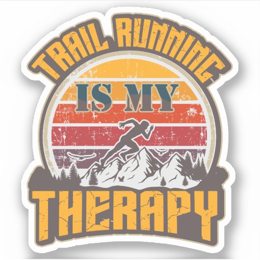 Trail run is mijn therapie retro sticker (Voorkant)