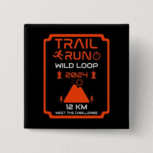 Trail Run Wedstrijd Award Vierkante Button 5,1 Cm (Voorkant)