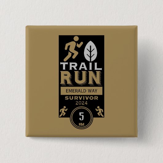 Trail Runner Race Competitie Vierkante Button 5,1 Cm (Voorkant)