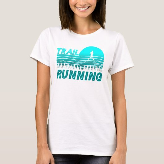 Trail Running im blauen Sonnenuntergang mit Wald T-shirt (Voorkant)
