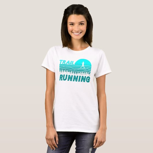 Trail Running im blauen Sonnenuntergang mit Wald T-shirt (Voorkant volledig)