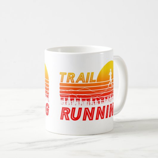 Trail Running orangen Sonnenuntergang mit Bergen Koffiemok (Voorkant rechts)