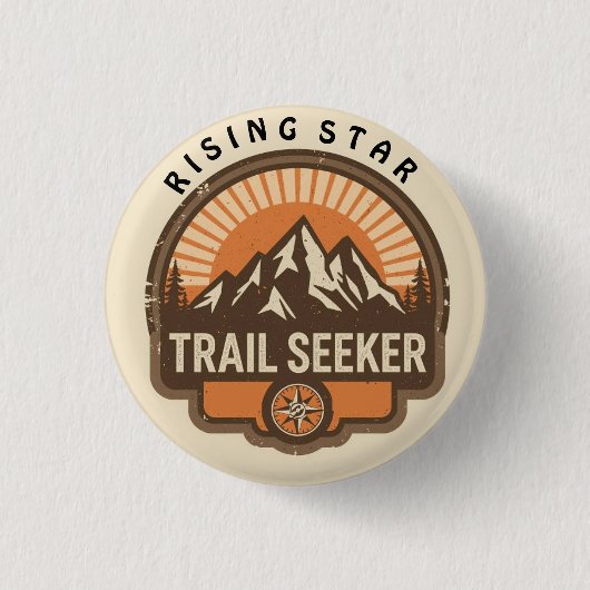 Trail seeker Explorer Badge | Kids Outdoor Award Ronde Button 3,2 Cm (Voorkant)