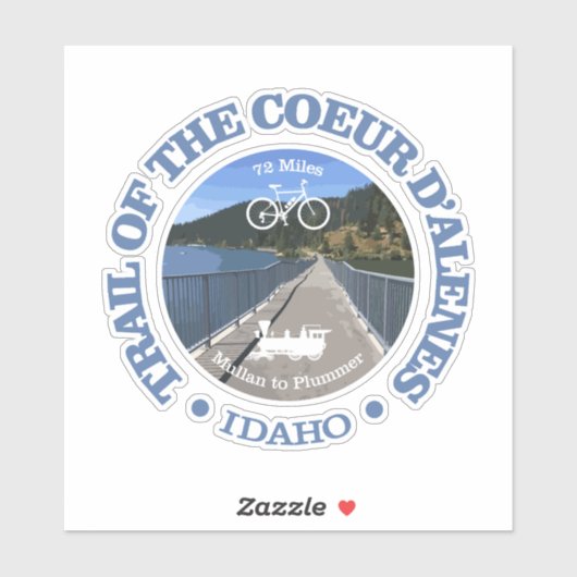 Trail van de Coeur d'Alene (fietsen c) Sticker (Vel)