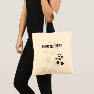 Trail voor cute Black en Grey Cartoon Pet Paw Tote Bag