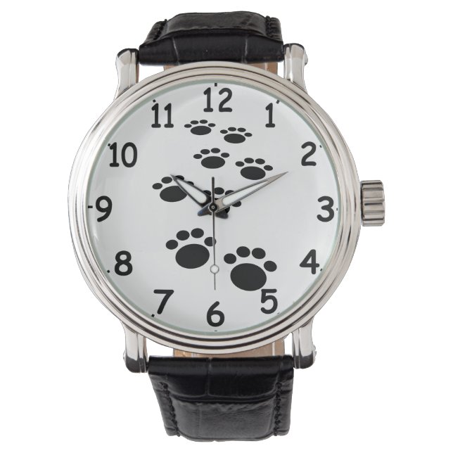 Trail voor cute Cartoon Pet Paw Horloge (Voorkant)