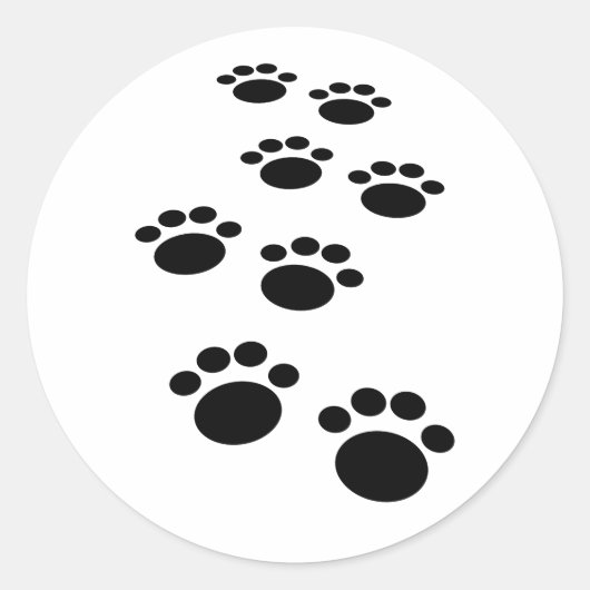 Trail voor cute Cartoon Pet Paw Ronde Sticker (Voorkant)