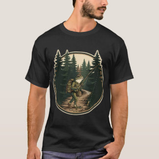 Trail Walker Kikker Visser Retro Outdoor Badge T-shirt