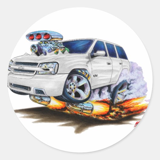 Trailblazer SS White Truck Ronde Sticker (Voorkant)