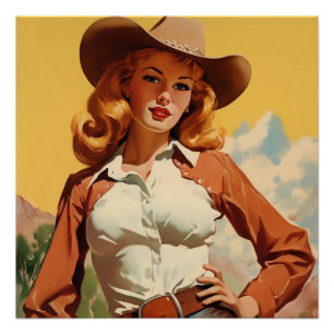 Trailblazing Cowgirl Allure: Wild West fluistert Perfect Poster