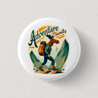 Trailblazing Moose: Avontuur wacht Ronde Button 3,2 Cm