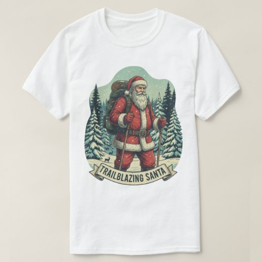 Trailblazing Santa Hiking Adventure Design T-shirt (Design voorkant)