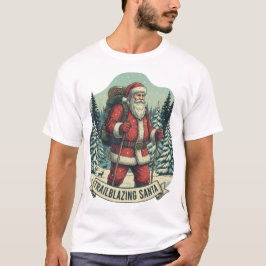 Trailblazing Santa Hiking Adventure Design T-shirt