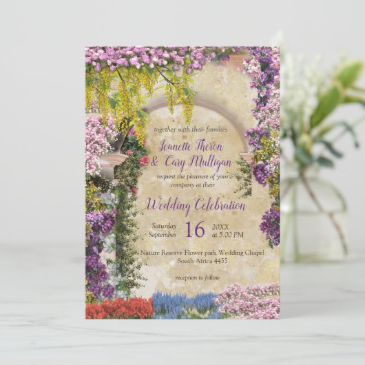 Trailende bloemen op een goudachtige splendor kaart (Staand voorkant)