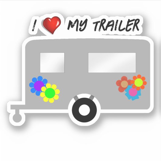 Trailer met Schattige Flowers Sticker (Voorkant)