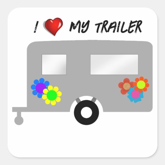 Trailer met Schattige Flowers Vierkante Sticker (Voorkant)