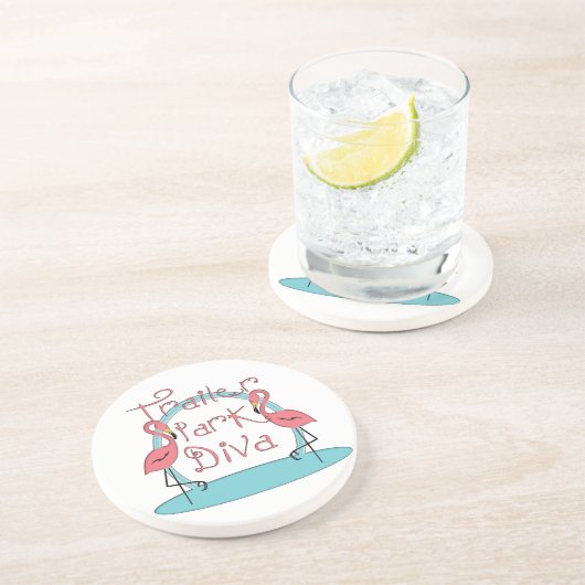 Trailer Park Diva Flamingo Onderzetter (Zijkant)