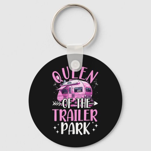 Trailer Park Koningin Grappige Camping Roze Traile Sleutelhanger (Voorkant)
