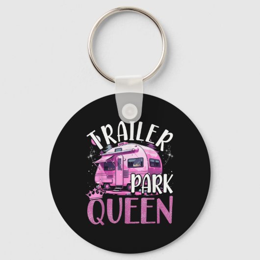 Trailer Park Koningin Grappige Camping Roze Traile Sleutelhanger (Voorkant)