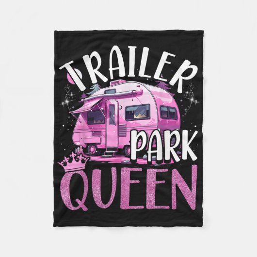 Trailer Park Queen Grappige Camping Roze Trailer C Fleece Deken (Voorkant)
