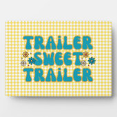 Trailer Sweet Trailer Geel Harlequin Tafelblad Fotoplaat (voorkant)