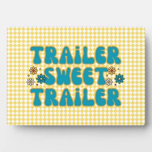Trailer Sweet Trailer Geel Harlequin Tafelblad Fotoplaat (voorkant)