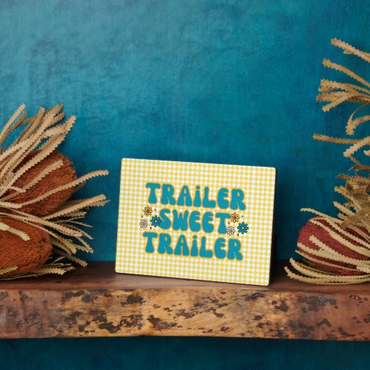 Trailer Sweet Trailer Geel Harlequin Tafelblad Fotoplaat (Zijkant)