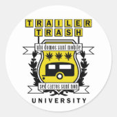 TRAILER TRASH UNIVERSITY RONDE STICKER (Voorkant)