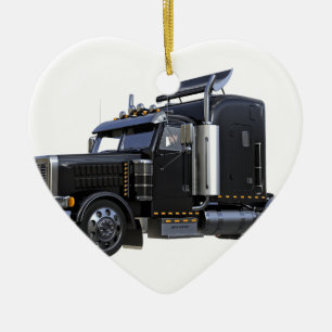 Trailer van Black Semi Tractor Keramisch Ornament