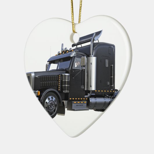 Trailer van Black Semi Tractor Keramisch Ornament (Links)