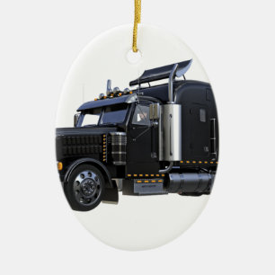 Trailer van Black Semi Tractor Keramisch Ornament