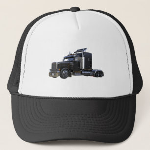 Trailer van Black Semi Tractor Trucker Pet