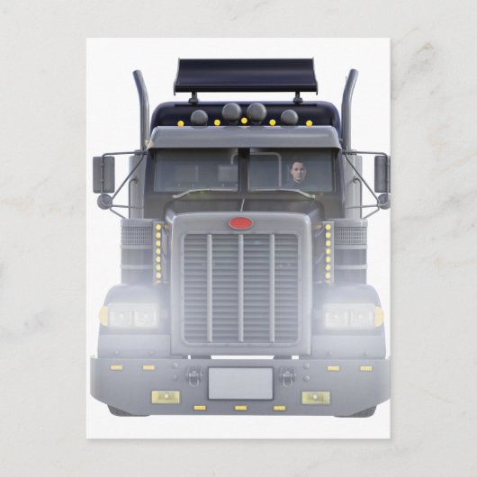 Trailer van de zwarte semitrekker met koplampen briefkaart (Voorkant)