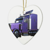 Trailer van metallisch Paars Semi-tractor Keramisch Ornament (Links)