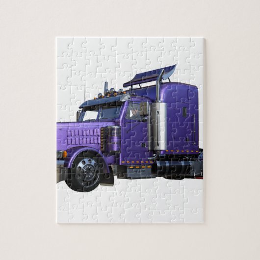 Trailer van metallisch Paars Semi-tractor Legpuzzel (Verticaal)