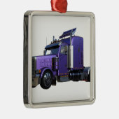 Trailer van metallisch Paars Semi-tractor Metalen Ornament (Rechts)