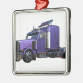 Trailer van metallisch Paars Semi-tractor Metalen Ornament (Links)
