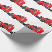 Trailer van Red Semi Tracter Cadeaupapier (Hoek)