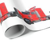 Trailer van Red Semi Tracter Cadeaupapier (Rol Hoek)