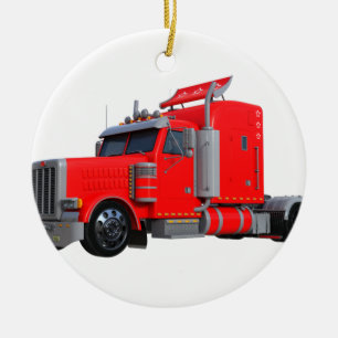 Trailer van Red Semi Tracter Keramisch Ornament