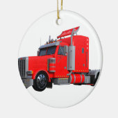 Trailer van Red Semi Tracter Keramisch Ornament (Links)