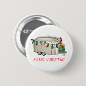 Trailer voor prettige kerstkampeerwagens ronde button 5,7 cm (Voorkant /achterkant)