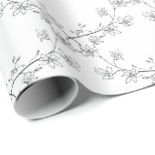 Trailing Botanische Patroon Black White Gift Wrapp Cadeaupapier (Rol Hoek)