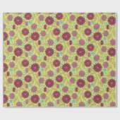 Trailing Dahlia Flower Red op Yellow Cadeaupapier (Vlak)