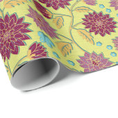 Trailing Dahlia Flower Red op Yellow Cadeaupapier (Rol Hoek)