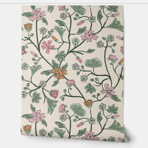 Trailing Floral - Mallow - Malva - Sage Green en Behang