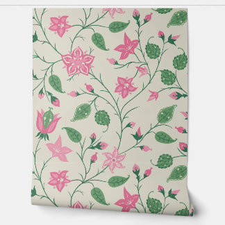 Trailing Floral - Paisley - Bright Pink And Green  Behang