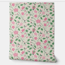 Trailing Floral - Paisley - Bright Pink And Green  Behang