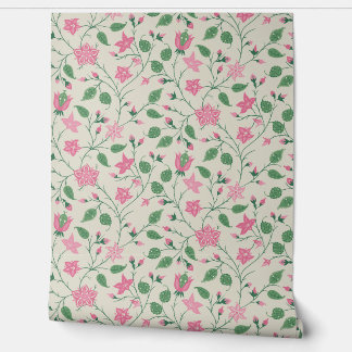 Trailing Floral - Paisley - Bright Pink And Green  Behang